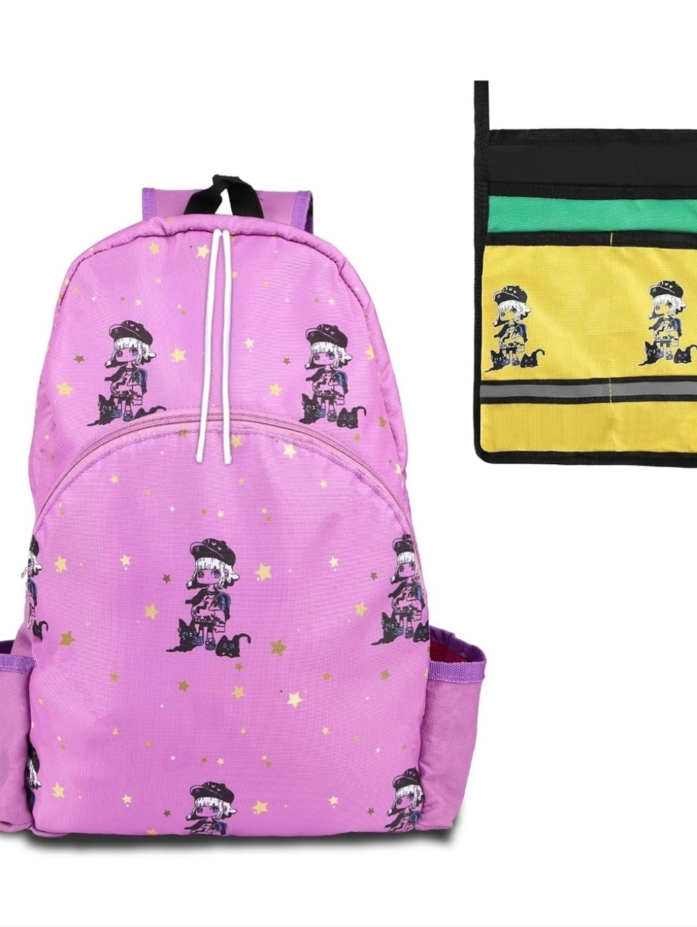 Purple Printed Girl Character Backpack